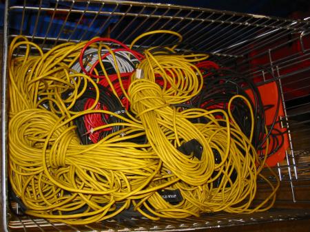 A bunch of yellow cables