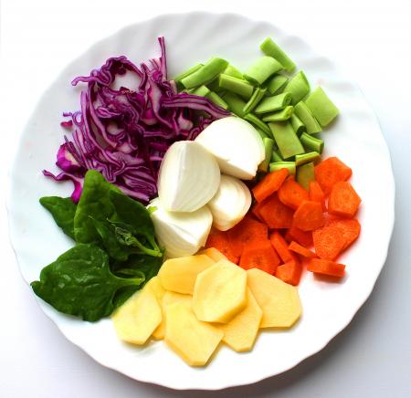 A plate with basic soup ingredients