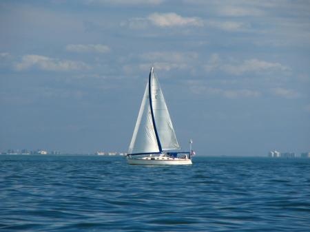 A sailboat on the ocean