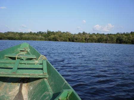 A small boat on amazon river