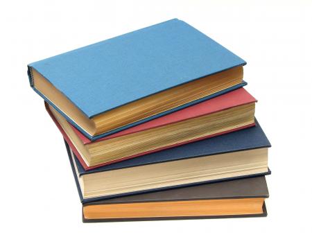 A stack of books isolated on a white