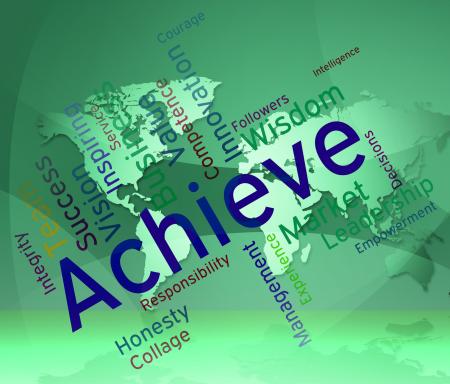 Achieve Words Represents Successful Resolution And Victory