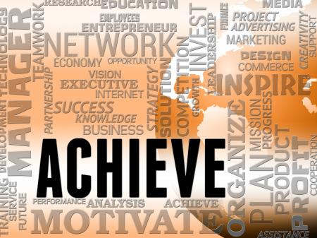 Achieve Words Shows Success Attainment And Achieving