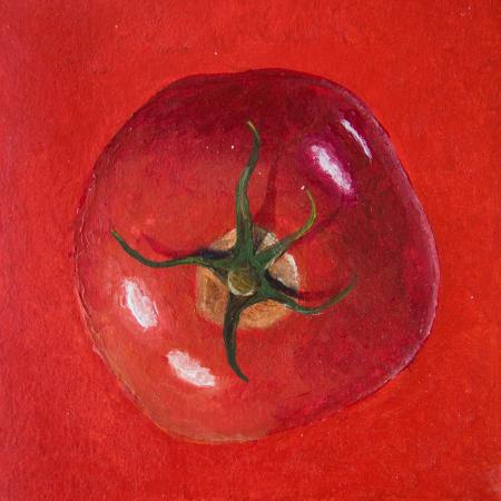 Acrylic painting of a red tomatoe