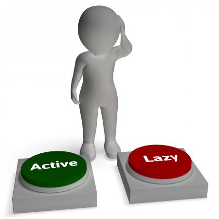 Active Lazy Buttons Shows Proactive Or Relaxing Lifestyle