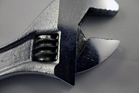 Adjustable steel wrench closeup