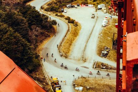 Aerial of Bikers