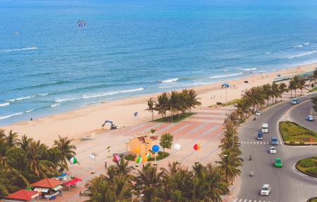 Aerial Photo of Beach Beside Road