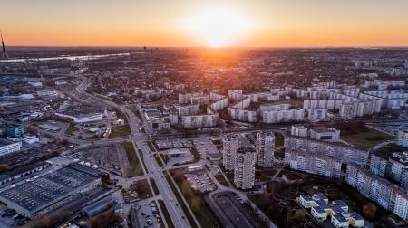 Aerial Photo of High Rise Building during Sunrise