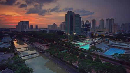 Aerial Photography of City at Sunset