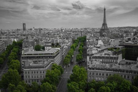 Aerial Shot If Eiffel Tower Paris Skyline