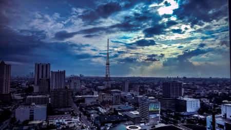 Aerial View of City during Cloudy Sky