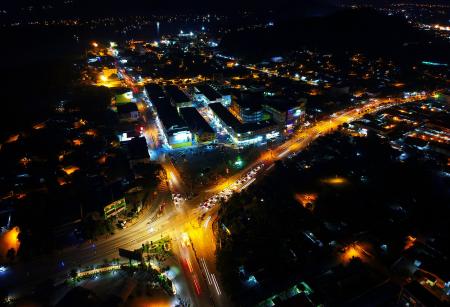 Aerial View of City during Nighttime