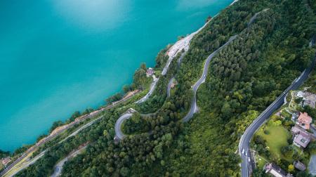 Aerial View of Curvy Road
