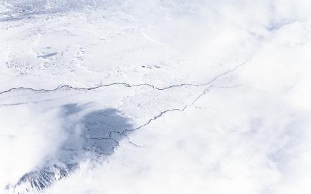 Aerial view of icy mountains
