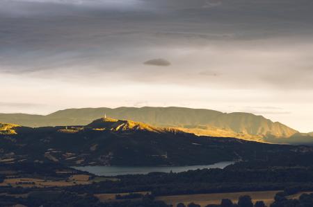 Aerial View of Mountain and Dark Clouds