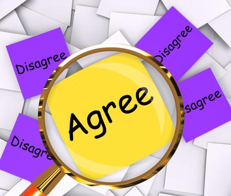 Agree Disagree Post-It Papers Mean Opinion Agreement Or Disagreement