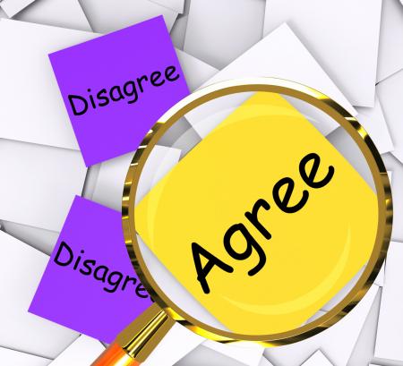 Agree Disagree Post-It Papers Show In Favor Of Or Against