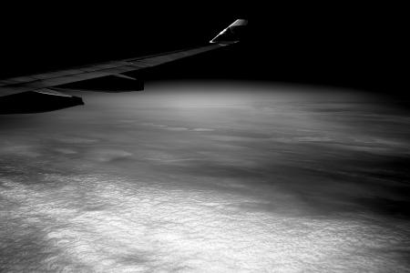 Airplane Wing in Gray Scale Photohraphy