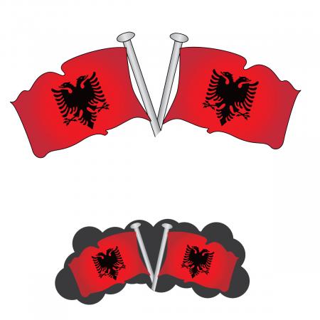 Albania flag on pole