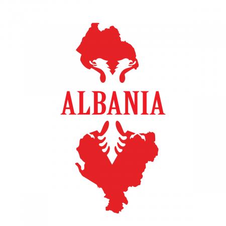 Albania map outline stamp