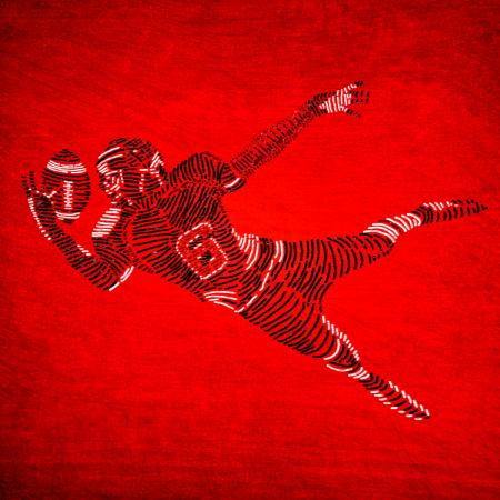 American Football Player on Red Background