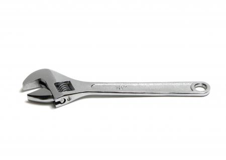 An adjustable wrench isolated on white
