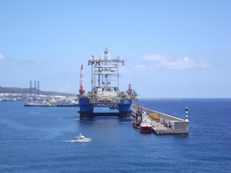 An oil rig at the port