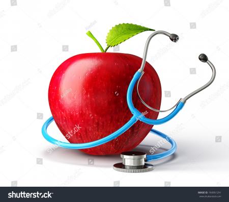 apple and stethoscope
