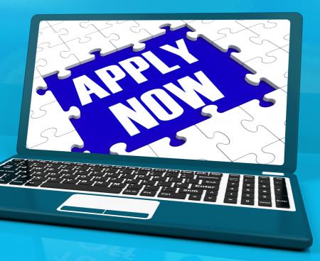 Apply Now On Laptop Showing Online Applications