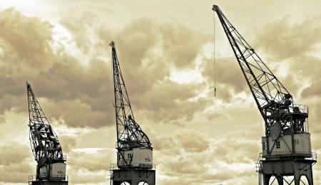 Architectural Photography of White and Black Metal Crane