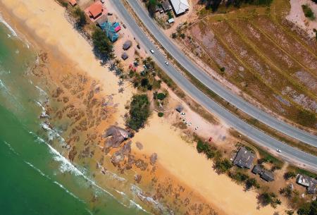 Areal Photography of Seashore Beside Sky Way