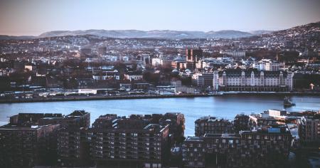 Areal View of Body of Water in the Middle of City