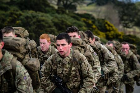 Armies in Camouflage Uniform Lining Up Closeup Photo