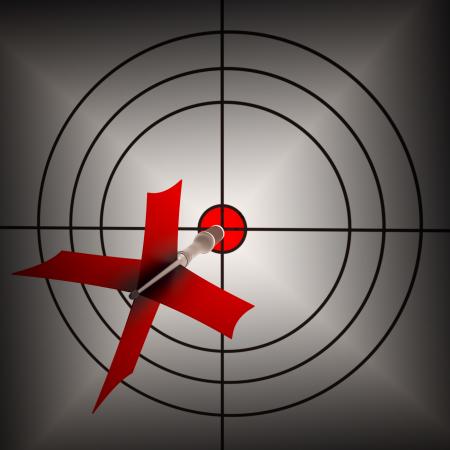 Arrow Aiming On Dartboard Shows Aiming Accuracy