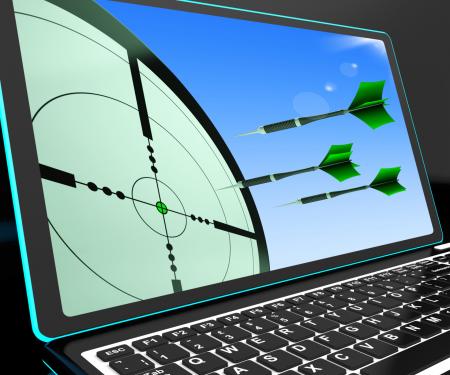 Arrows Aiming On Laptop Shows Perfect Strategies