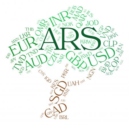 Ars Currency Indicates Exchange Rate And Banknotes