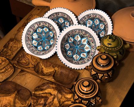 Art Photography of Decorative Plates and Pots With Lids