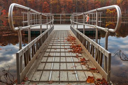 Autumn Lake Boardwalk - HDR