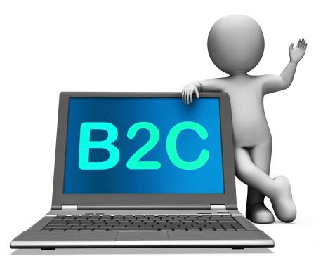 B2c Laptop And Character Shows Business To Customer Or Consumer