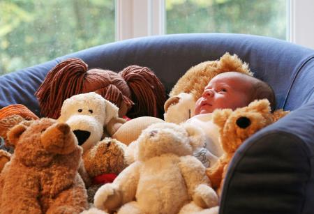Baby and teddy bears