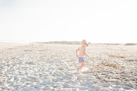 Baby Boy on Beach Wearing Sunglasses