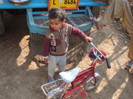 Baby boy with bike