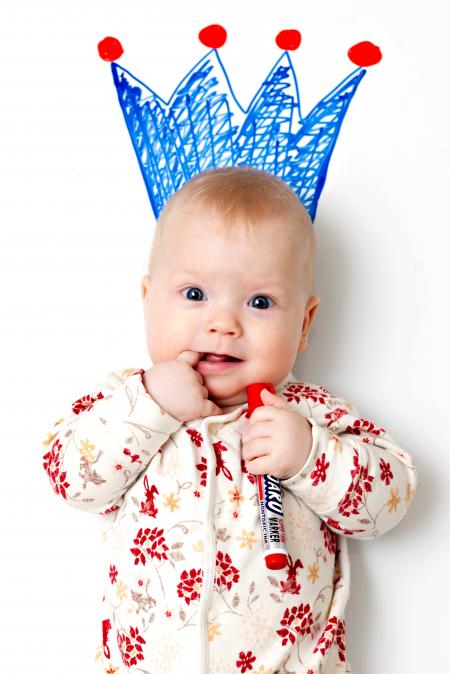 Baby in White and Red Floral Pajama