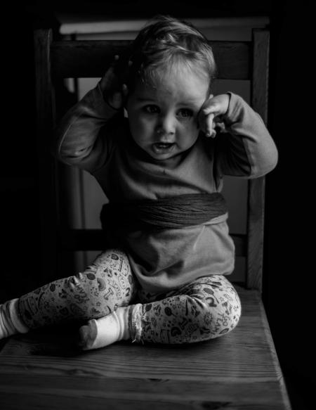 Baby Wearing White and Gray Pants