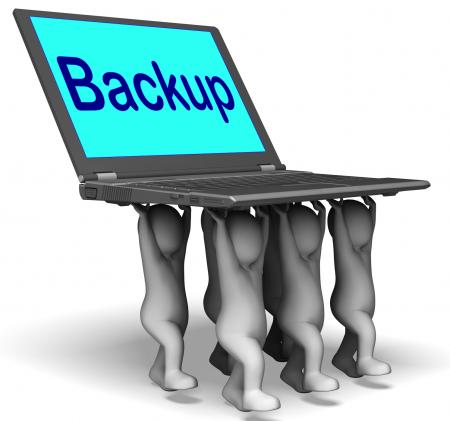 Backup Character Laptop Shows Archive Back Up And Storing