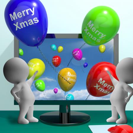 Balloons With Happy Xmas Showing Online Greeting