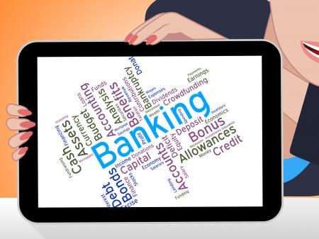 Banking Word Shows Commerce Banks And Text