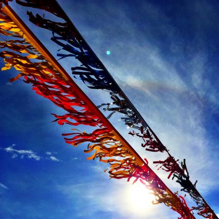 Banners Under Blue Sky