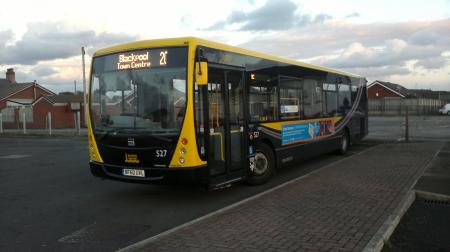 Big day out down little roads (Blackpool Transport 527)